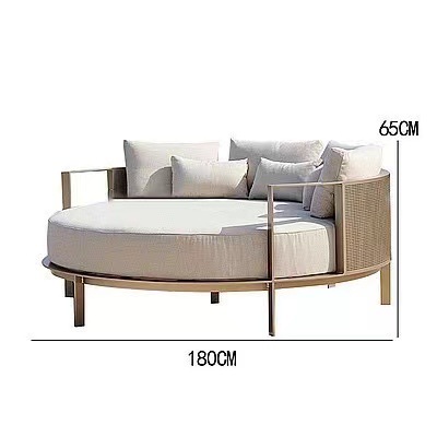 Muebles para patio, al aire libre, impermeables, resistentes al sol, para terraza de jardín, comunidad, asientos de acero inoxidable, sofá, estilo nórdico minimalista.