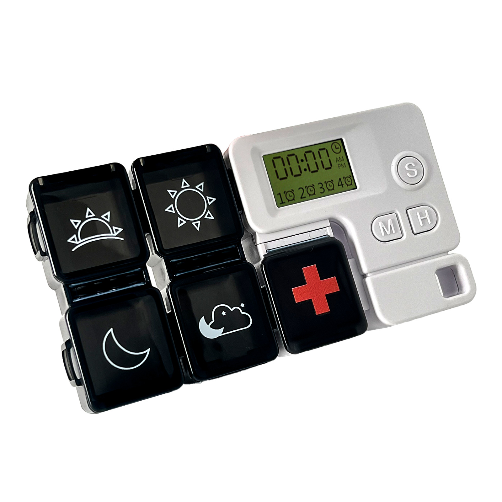 Caja de medicamentos de subpaquete de subcuadrícula portátil, recordatorio de sincronización inteligente, caja de medicamentos electrónicos, caja de almacenamiento de píldoras de tabletas de medicamentos