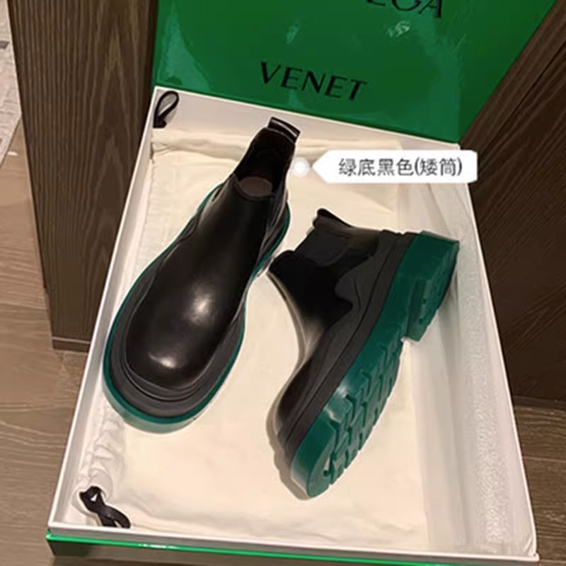 AW BVカラー合わせ本革マーティンブーツ女性カップルシングル中筒チェルシーブーツmona同一厚い底タバコブーツ