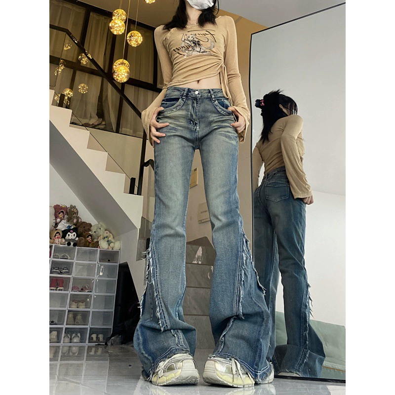 Реже цена! Джинсы с высокой талией ретро микро-тонкое тело