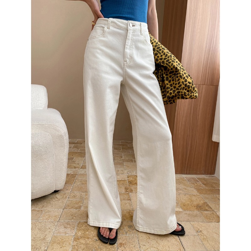 Sinan Early Autumn New Blogger Fashionable Elegant High-Waisted Straight Loose Wide-Leg Jeans Slimming Look Sn7074