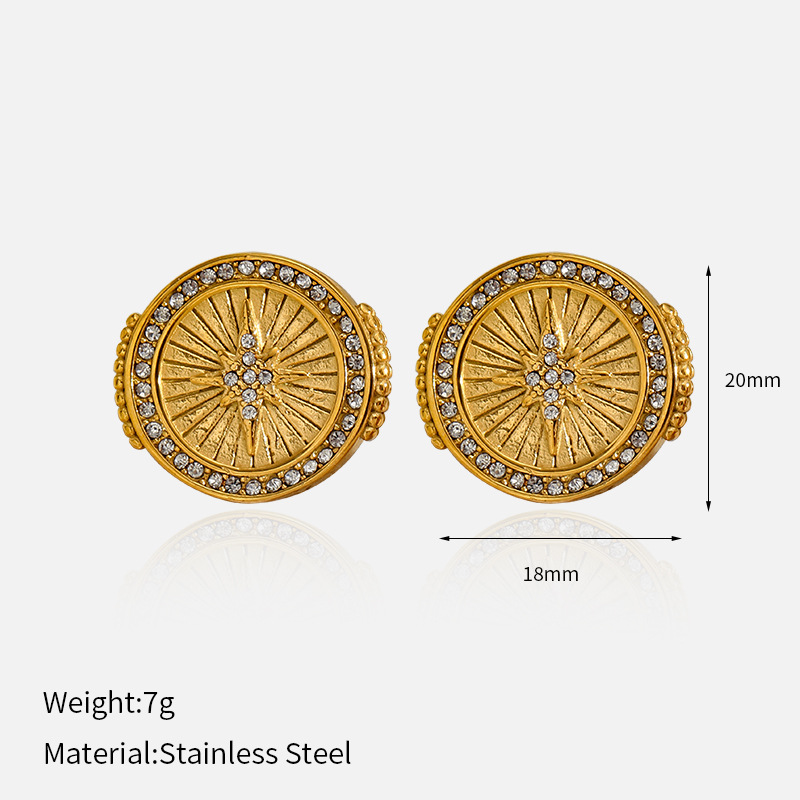 10g Weight 304 Stainless Steel Ear Needle Material Ear Studs Classification 1 Pair Quantity Casual, Holiday, Daily Occasion 304 Stainless Steel Material Cross, Round, Heart Shape Pattern All Seasons Season Women's Gender Polished Finish Elegant, Retro Style 1 Pair Elegant Retro Cross Round Heart Shape 304 Stainless Steel Ear Studs 1