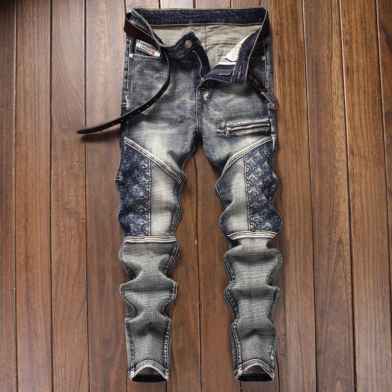 Pantalones de Mezclilla Ajustados para Hombre, Mezclilla de Algodón, Efecto Lavado, para Uso Casual