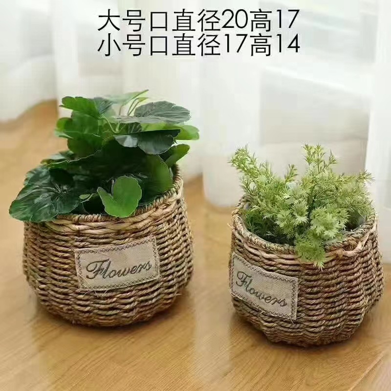 Cesta de flores de paja tejida a mano idílica paja tejida y cesta de flores de sauce cesta de arreglo floral cesta Festival cesta de almacenamiento de ratán tejida a mano