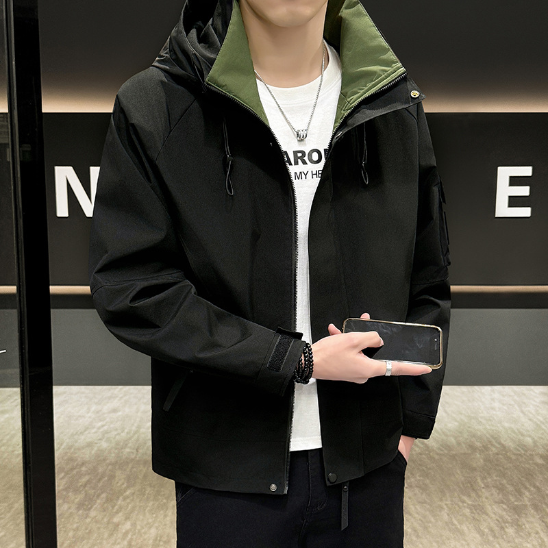 2025 primavera y otoño chaqueta encapuchada hombre marca de moda casual versátil chaqueta de trabajo deportivo al aire libre ropa de asalto hombre mayorista