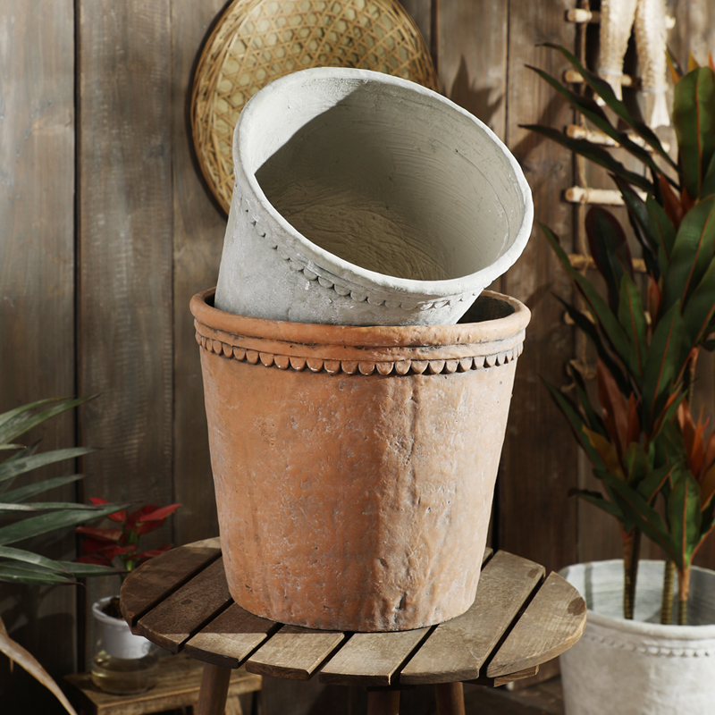 Magnesium Mud Relief Scandinavian Retro Large Magnesium Oxide Flower Pot Bird of Paradise Ficus Living Room Outdoor Imitation Cement Stoneware