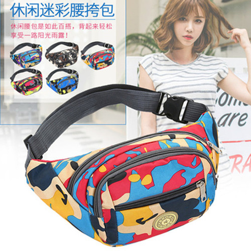 New camouflage waist bag large capacity Oxford men's and women's crossbody bag outdoor sports mobile phone bag business cashier bag