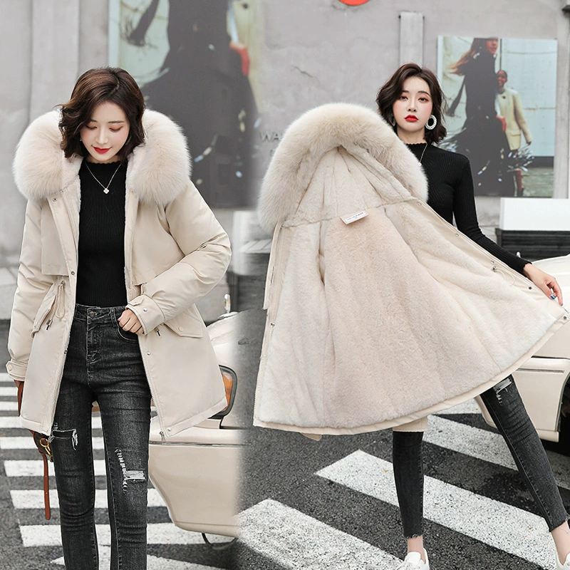 Down jacket, mid‑length Korean style, 2021, warm down filling