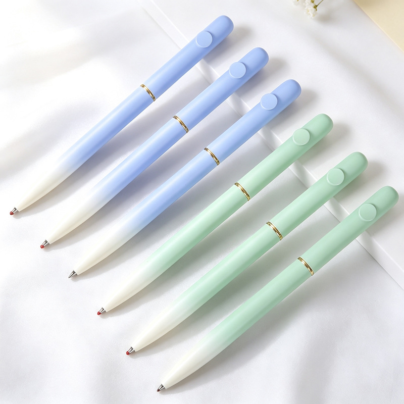 Gradient small bead pen, metal rotating ballpoint pen, high-quality design for office use, writing, advertising, and as a gift; customizable with a logo