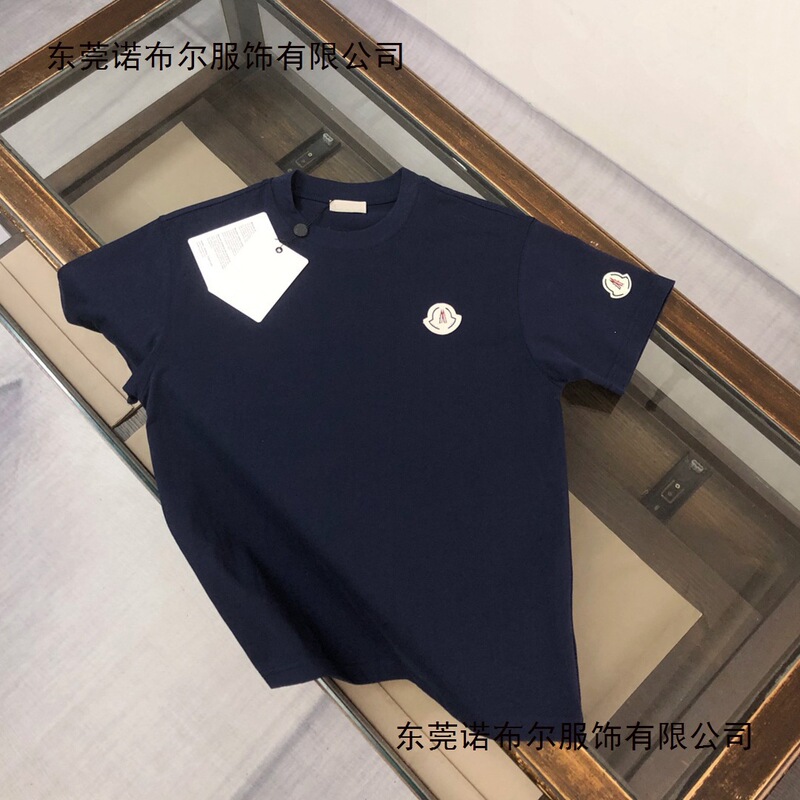 New Summer Original Label Moncler Short-Sleeve T-Shirt for Men, Pure Cotton Casual Embroidered Round-Neck Trendy Brand Men's T-Shirt, Couple Style