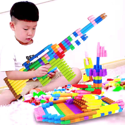 塑料拼插火箭大号子弹头积木玩具3-6岁幼儿儿童小男孩子拼装益智|ms