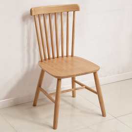 北欧实木温莎椅 现代简约餐桌椅子 咖啡厅主题餐厅椅子带靠背批发