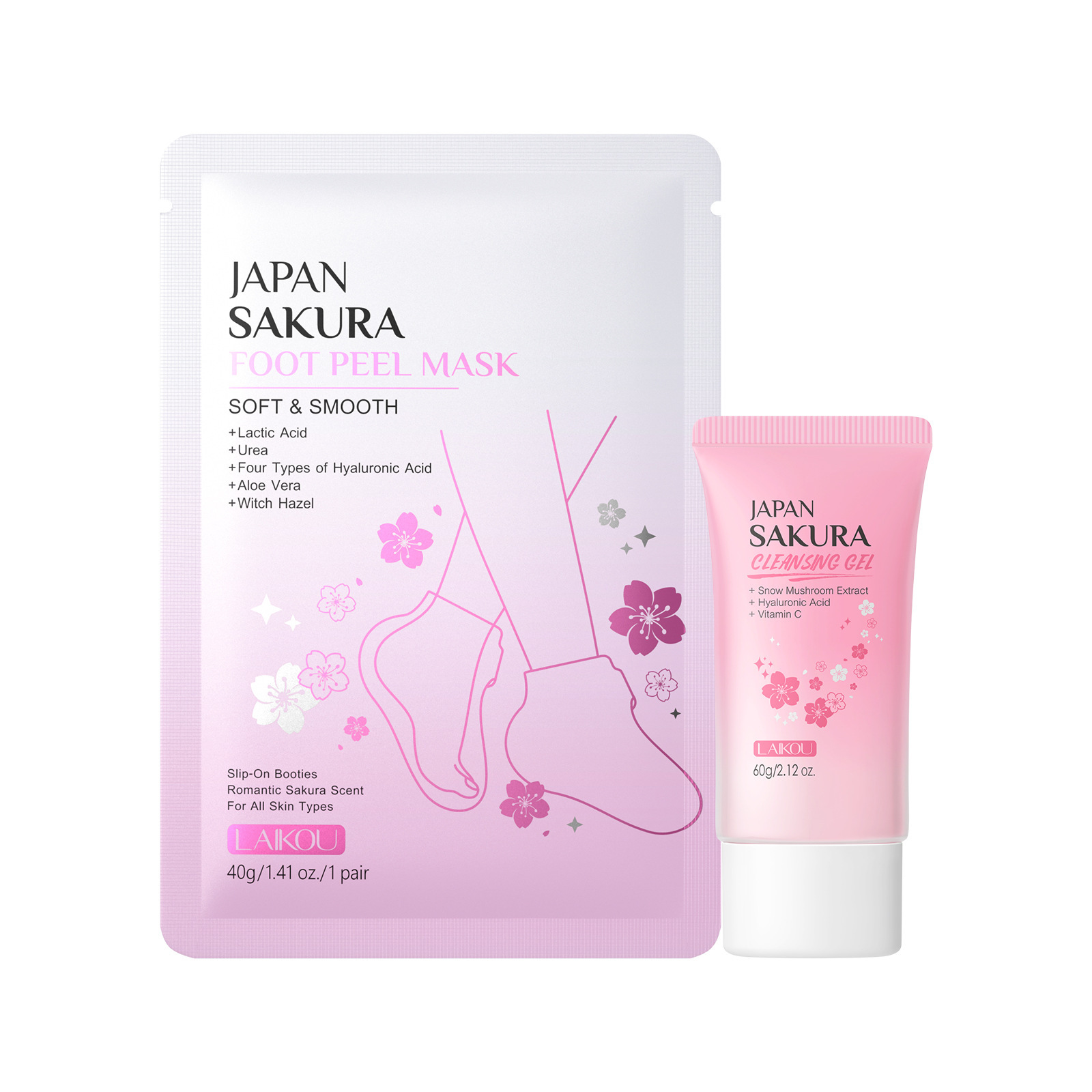 Nuevos productos transfronterizos LAIKOUFENYIQUIYUM combinación de flores de cerezo leche caracol paquete de cuidado de la piel comercio exterior en stock