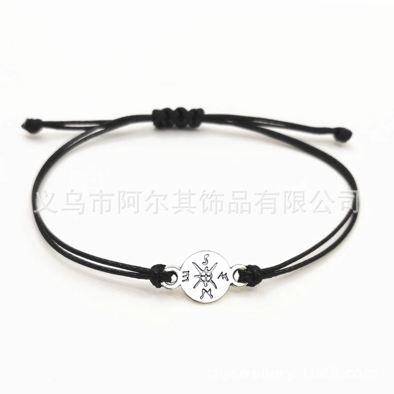 Трансграничный хит продаж, выпускной сезон, браслет ручной работы, простой креативный регулируемый браслет с компасом, плетеный из восковой нити