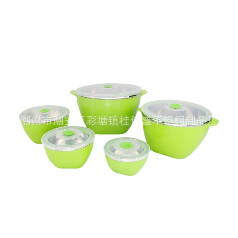 Миска для хранения свежести из нержавеющей стали, Четырехугольная миска, двухслойная тропическая крышка, миска, трансграничный костюм, миска для хранения свежести, бытовая миска для смешивания