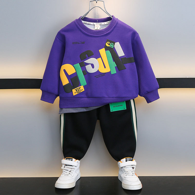 6383 traje de suéter para niños 2025 primavera y otoño nuevo estilo niño Han Fan otoño estilo occidental bebé moda de dos piezas