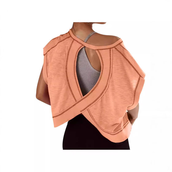 Amazon foreign trade new hollow small vest backless short sleeve loose outdoor cool clothes street trend T-shirt
