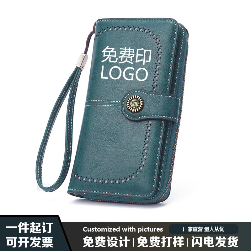 Women's Wallet Zipper Long Wallet Wallet European and American Fashion Large Capacity Multi-Card Slot Clutch Bag Free Logo Printing Women's Wallet Zipper Long Wallet Wallet European and American Fashion Large Capacity Multi-Card Slot Clutch Bag Free Logo Printing