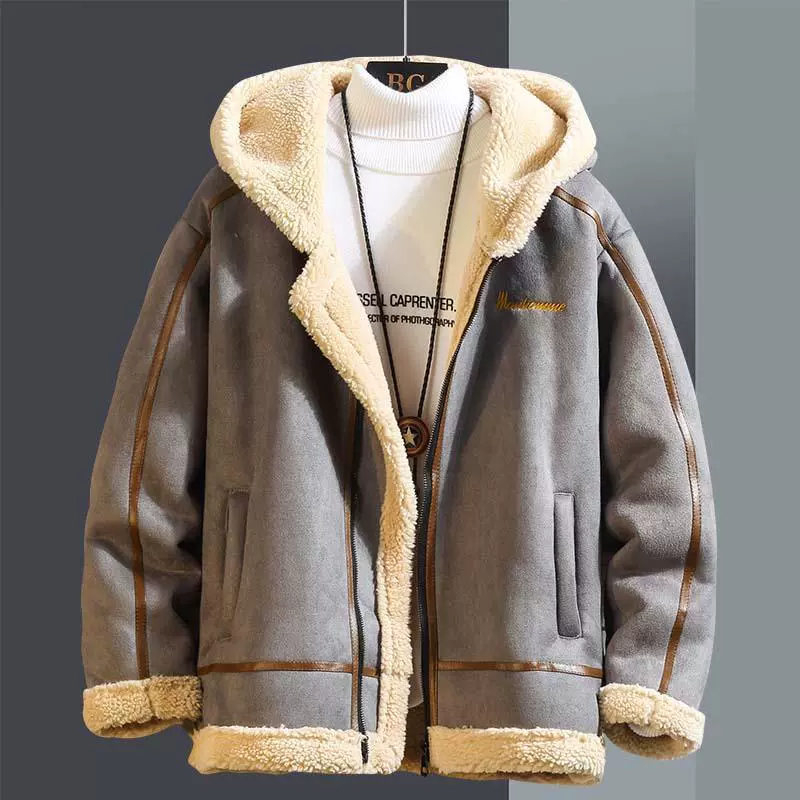 Fleece velvet demi-season down jacket
