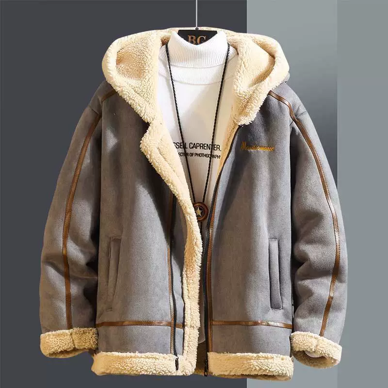 Fleece velvet demi-season down jacket