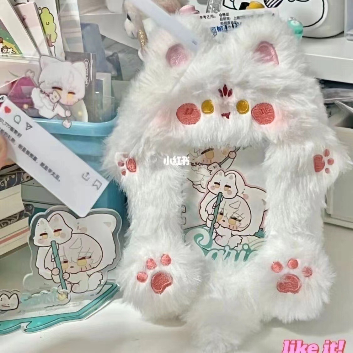 Cute ángel cerdo de peluche 3 pulgadas tarjeta de visualización tarjeta de estudiante colgante tarjeta de comida cubierta protectora