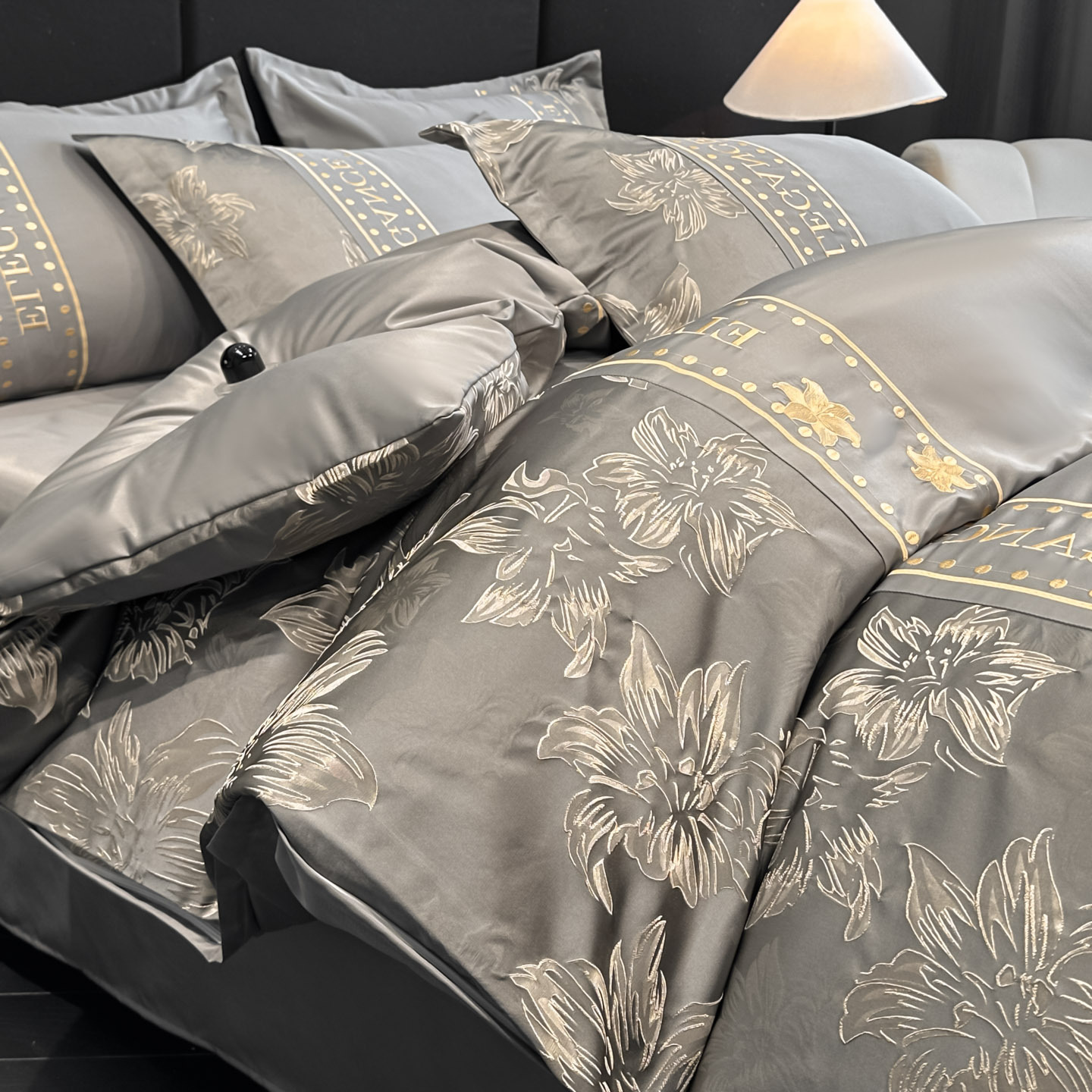 Parure de lit été en soie glacée lavable drap et housse_voghion.com