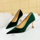 1818-2 Fashion Simple Banquet High Heels Metal Heels High Heels Xi Shi Suede Shallow Mouth Pointed Toe Single Shoes
