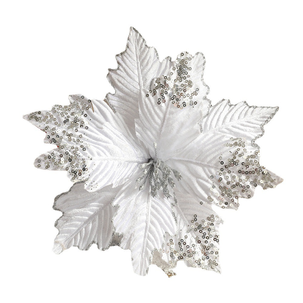 Simulación de flores de Navidad decoración de Navidad in viento simulación de flores de Navidad tela floral decoración ornamentos manuales sequillas