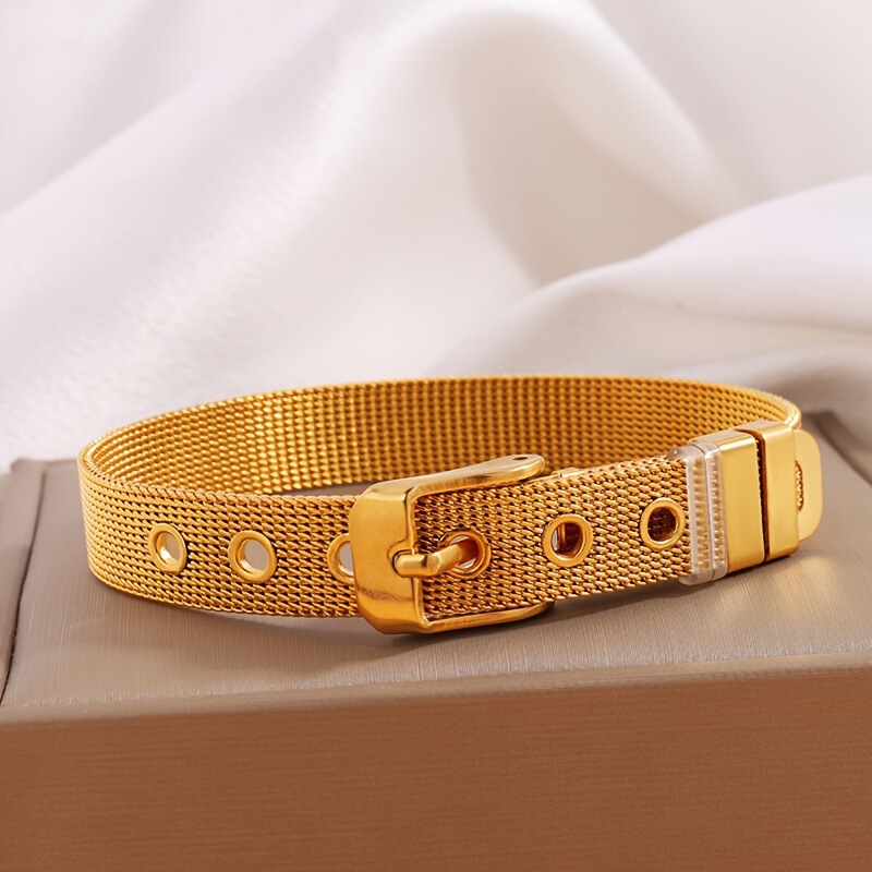 Titanium Steel Watch Strap Retro Design Bracelet for Men and Women, High-End Simple Temperament Stainless Steel Bracelet Jewelry