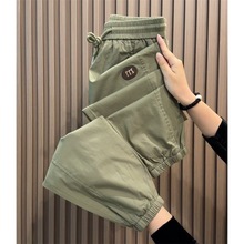 夏季冰丝薄款休闲裤男士夏天潮流宽松束脚九分运动工装裤子男长裤