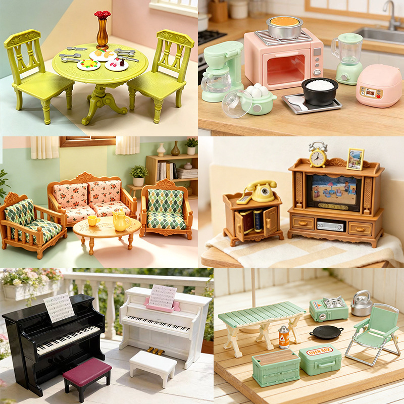 Desktop Ornaments Cross-Border Pretend Play Mini Black Piano Dollhouse Bedroom Furniture Model Miniature Scene Toys