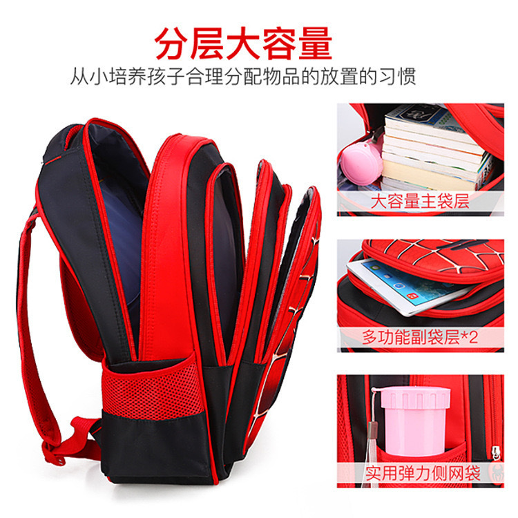 Estudiante de escuela primaria araña Batman mochila kindergarten clase media grado uno dos tres niños mochila guapo mochila