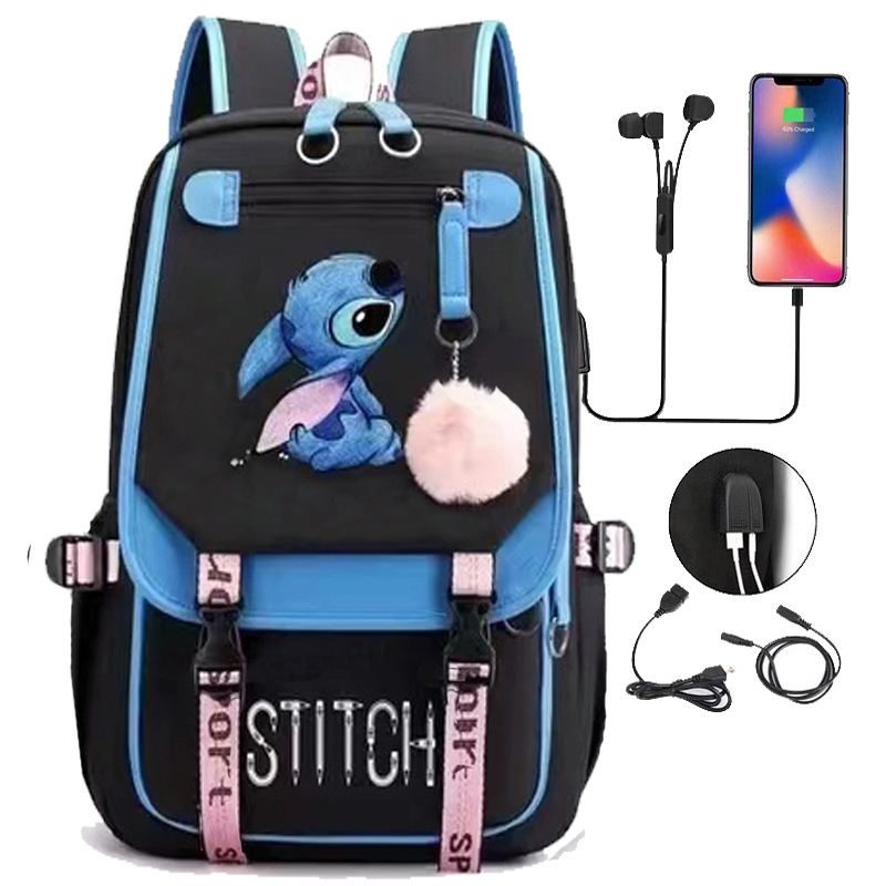 Nueva bolsa de viaje bolsa de deporte estudiante mochila bolsa de carga USB DE LOS NIÑOS gran capacidad bolsa