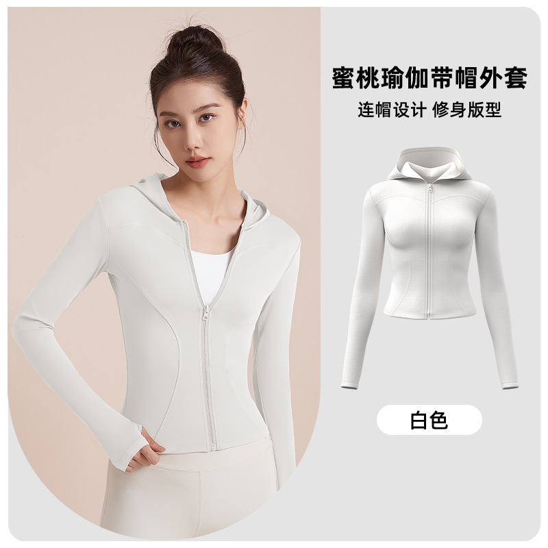 Juyi Tang primavera y otoño chaqueta de yoga encapuchada para mujeres adelgazamiento a prueba de viento correr y montar chaqueta de fitness deportiva