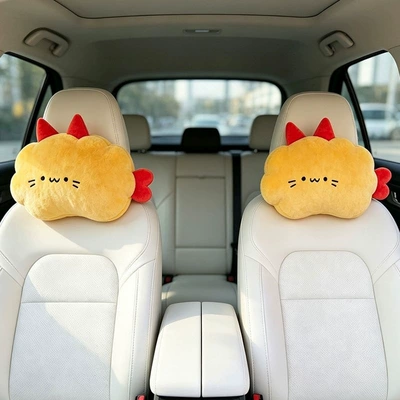 Headrest suitable for all seasons, same style lumbar support cushion, waist-protecting pillow, cartoon car seat cushion, cute car pillow