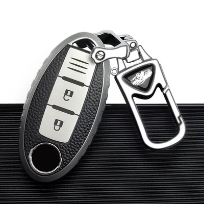 Nissan Case, Car key bag - nissan-d-smart-2-key-aurora-silver-single-shell-upgrade-anti-lost-metal-buckle