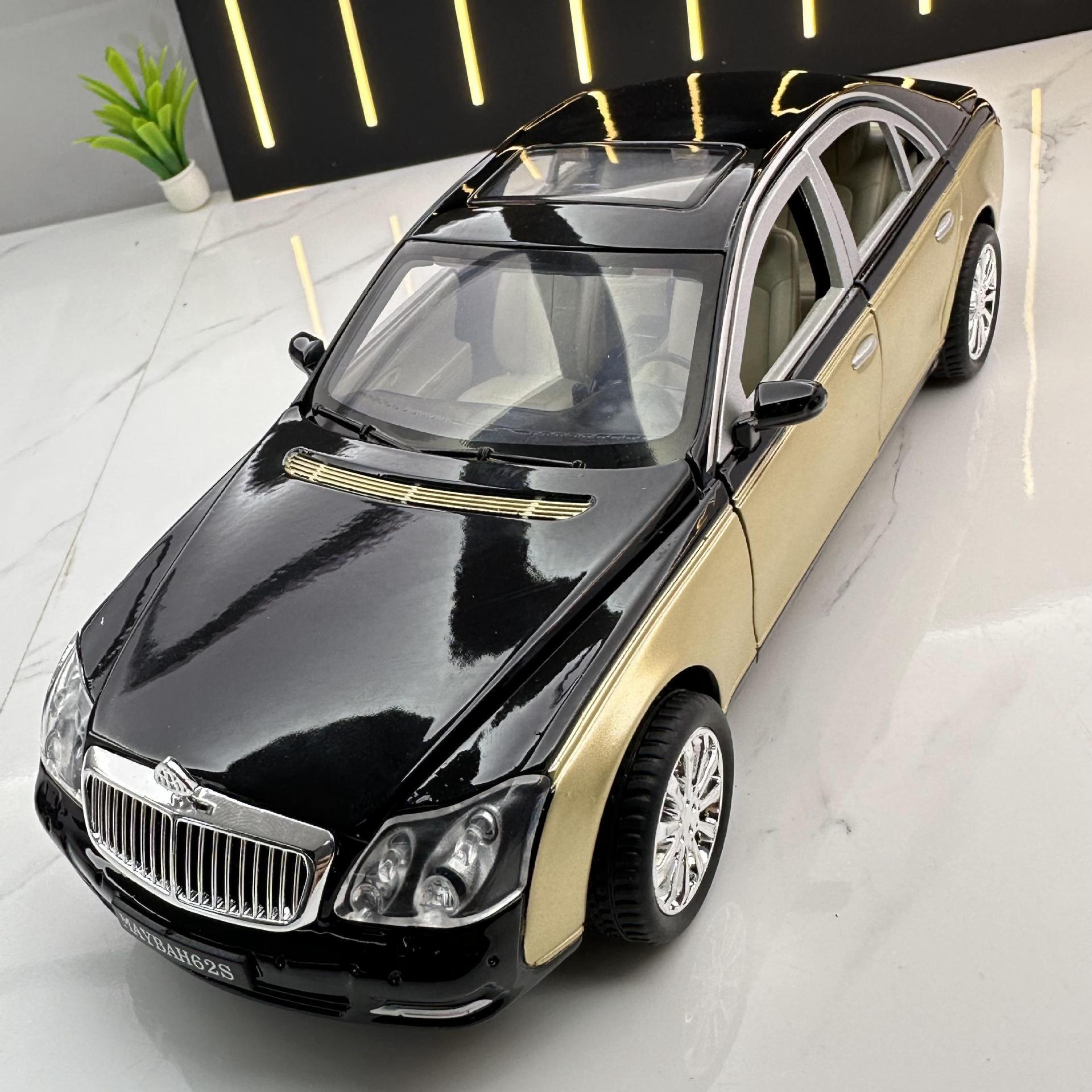 Modelo de coche de aleación XLG 1:24 Maybach 62s coche de negocios tire de la puerta trasera de sonido y luz de los hombres modelo de coche de juguete Decoración