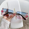 Rectangular small sunglasses suitable for photo sessions, European style, gradient