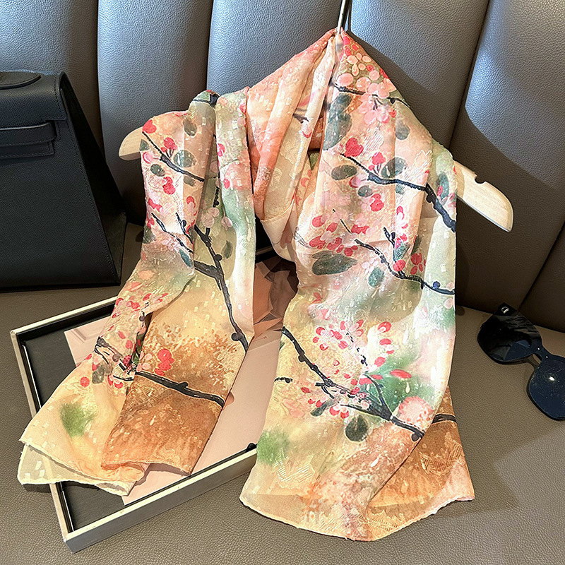 Buñuelo de seda para mujeres 2025 verano nuevo corte de flores de alto nivel de seda simulación buñuelo de playa buñuelo de seda transpirable buñuelo al por mayor