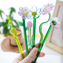 日式可爱手工玻璃花 玻璃手作小花 插花摆件 仿真花束桌面摆件