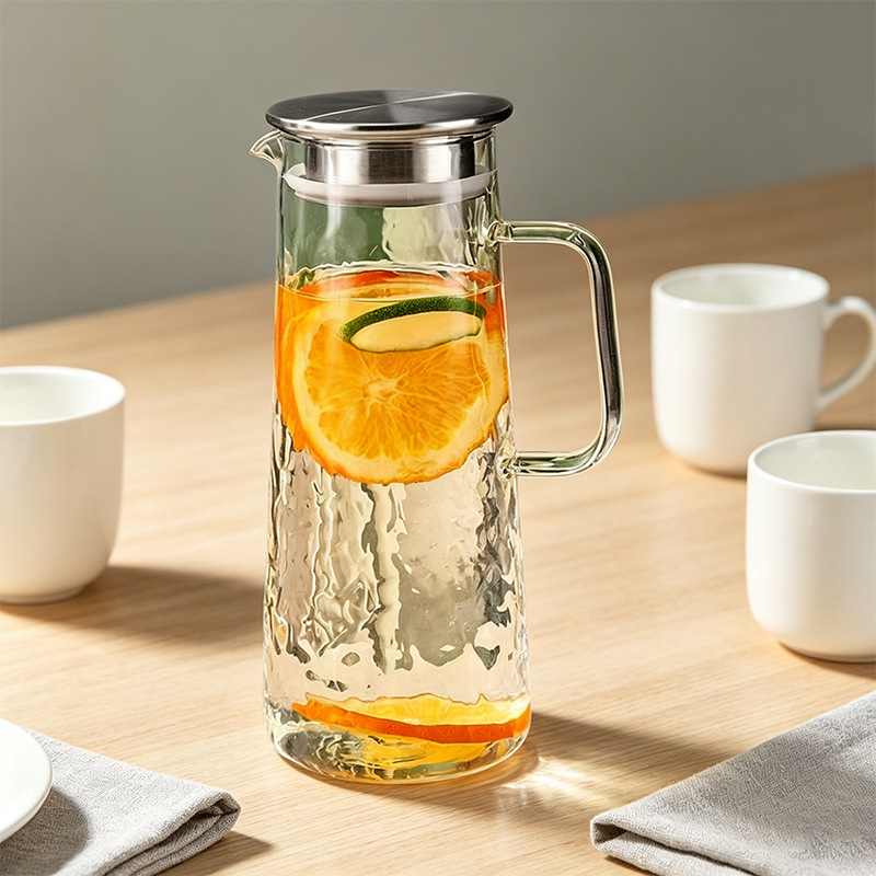 tetera de agua fría de vidrio tetera de agua fría tetera de burbujas frías resistentes a altas temperaturas domésticas almacenamiento de gran capacidad taza de agua fría tetera de tetera fría abierta