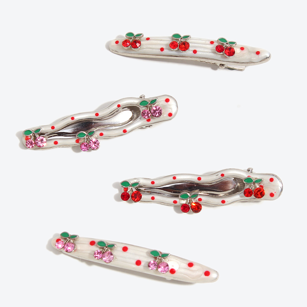 12g Weight Hair Clip Hair Accessories Type 1 Piece Quantity Lady Sweet Women's Cherry Alloy Rhinestone Hair Clip