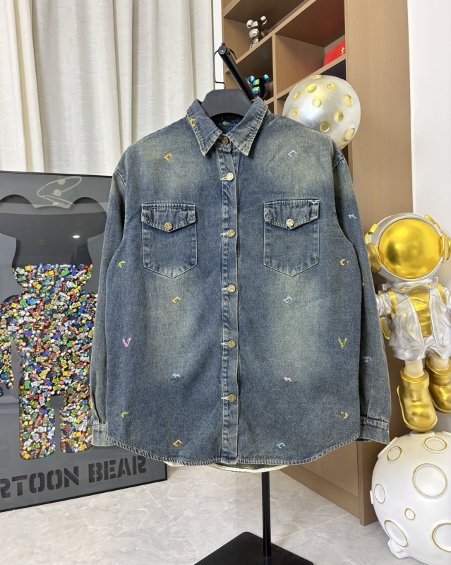 正确版本驴家25FW早秋新款重工满印三彩刺绣定位牛仔外套厂家直出|undefined