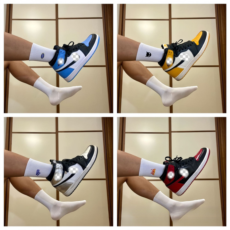 Putian Shoes Pure Original Aj1 Mid-Top Black and White Panda Sneakers for Men and Women, Couple Casual Sports Shoes, Comfortable and Versatile Shoes