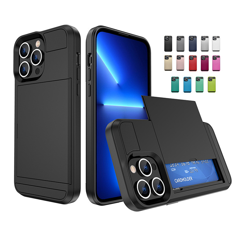 Sliding Card Slot Protective Case Suitable for iPhone 17 Pro Max 16E 15P 14 13 12 11 Phone Case Se3 Se2 for Men