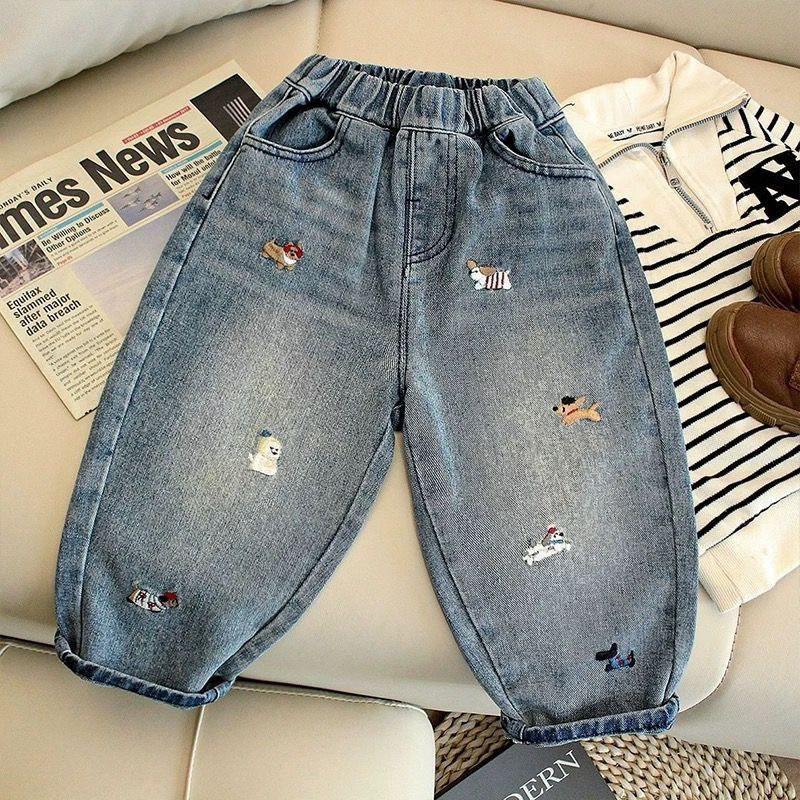 Nuevos jeans para niños modelos de primavera y otoño pantalones de primavera bordados para niños