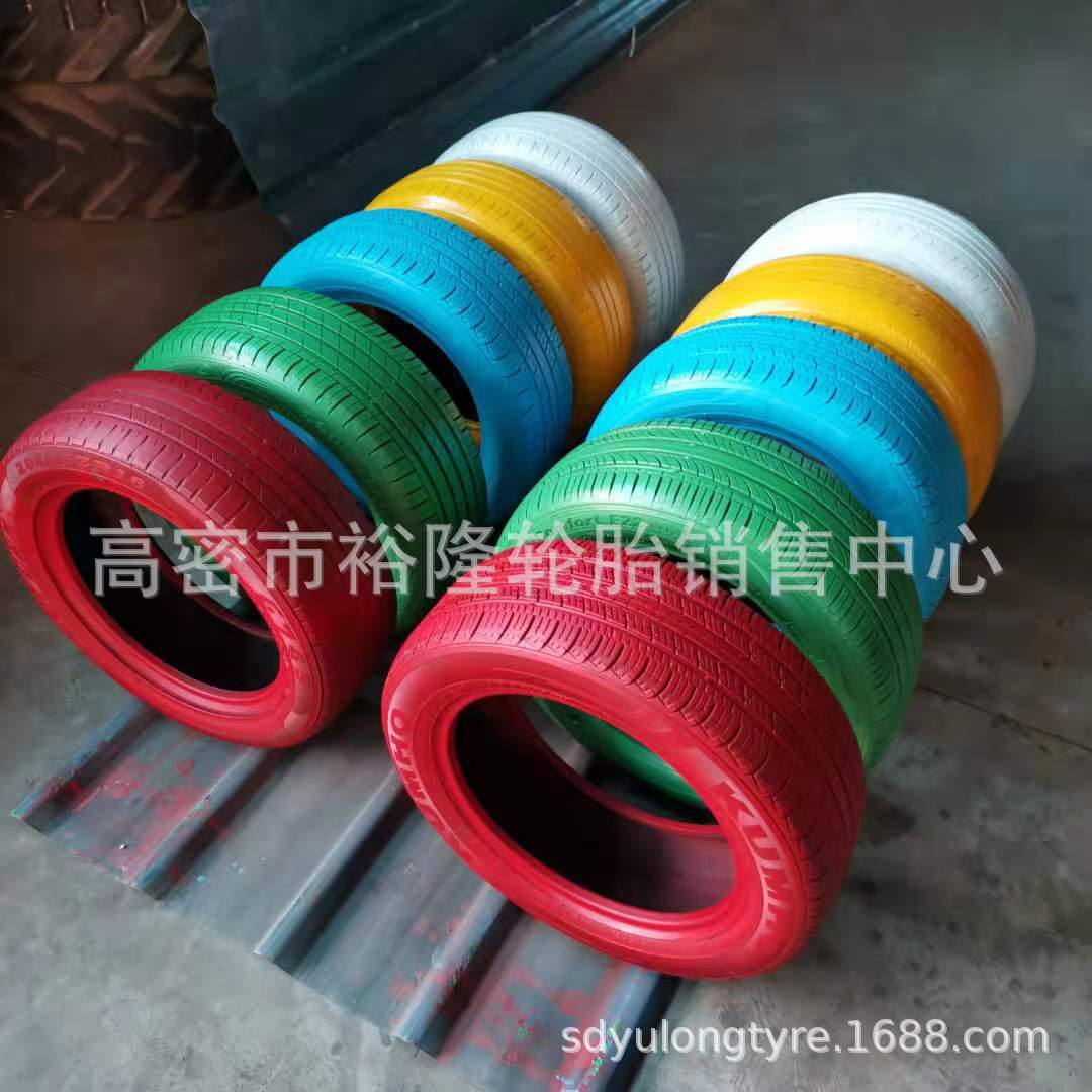 废旧轮胎  纯色彩绘 艺术装饰幼儿园 园林装饰 卡丁车跑道防撞胎