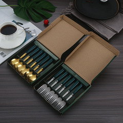 Stainless steel light luxury spoon and fork set for home, children's eating spoon, dessert spoon, thick handle, long handle gift box set tableware