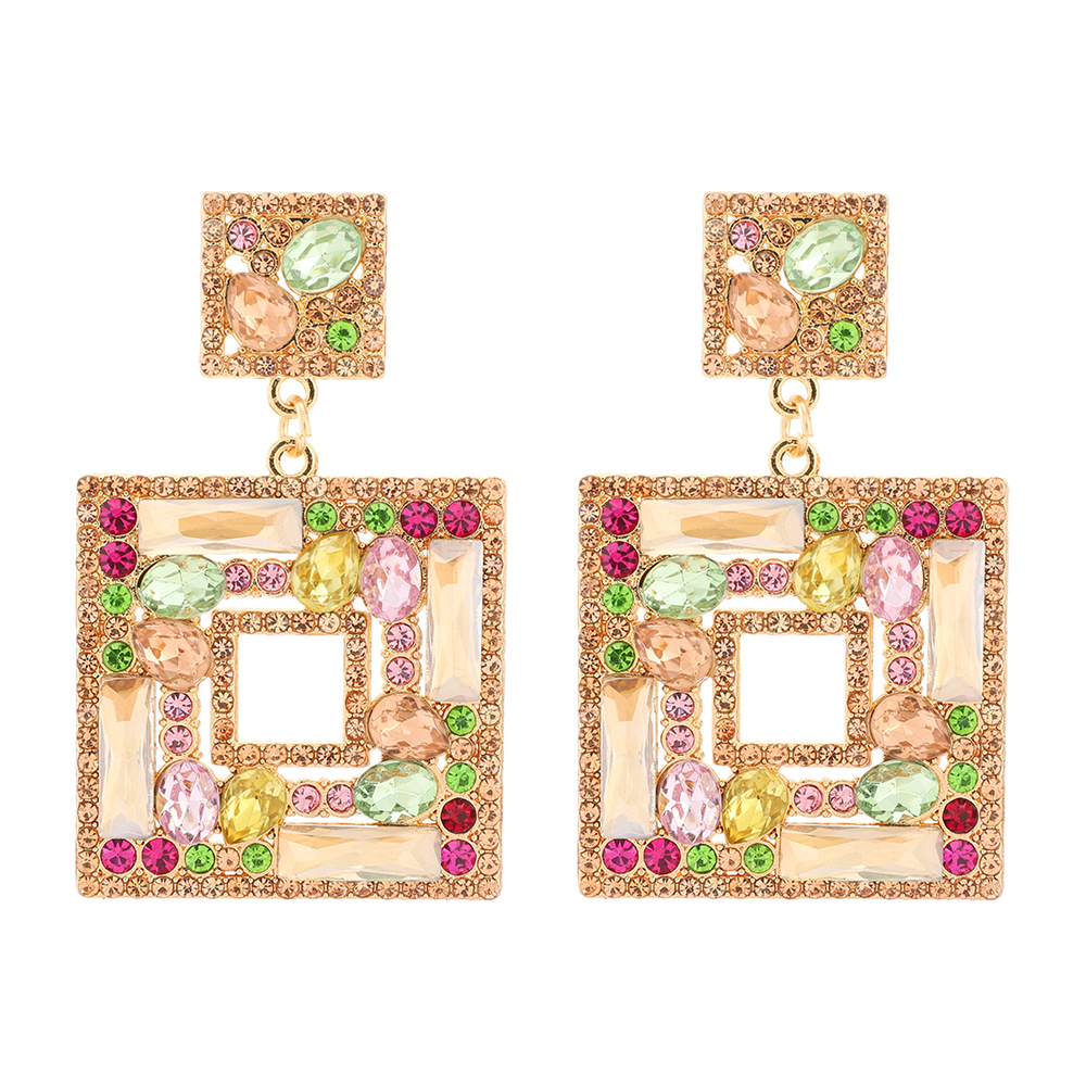 1 Pair Lady Square Artificial Gemstones Drop Earrings display picture 6