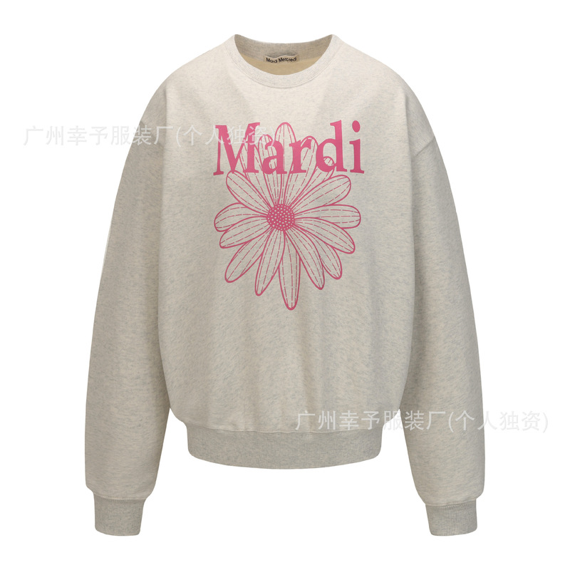 韩国Mardi卫衣赵露思同款小雏菊腊肠狗女秋冬刺绣印花套头圆领外|undefined